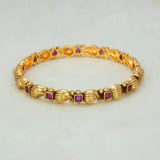 K Supreme Antique Paisley Design Square Kemp Stone Bangle with alternating paisley motifs and square kemp stones. Traditional Indian jewellery.
