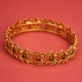 Matte Gold Plated Multi-Colour Stone Peacock Bangle - K Supreme
