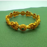 Matte Gold Plated Red and Green Stone Lakshmi Bangle - K Supreme