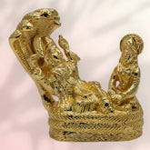 Gold Plated Anantha Shayana God Vishnu with Maha Lakshmi Idol