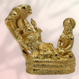 Gold Plated Anantha Shayana God Vishnu with Maha Lakshmi Idol