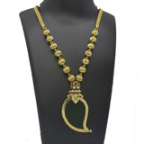 Premium Gold Plated Ball Chain Mango Pendant Necklace featuring a big mango-shaped pendant with stones.