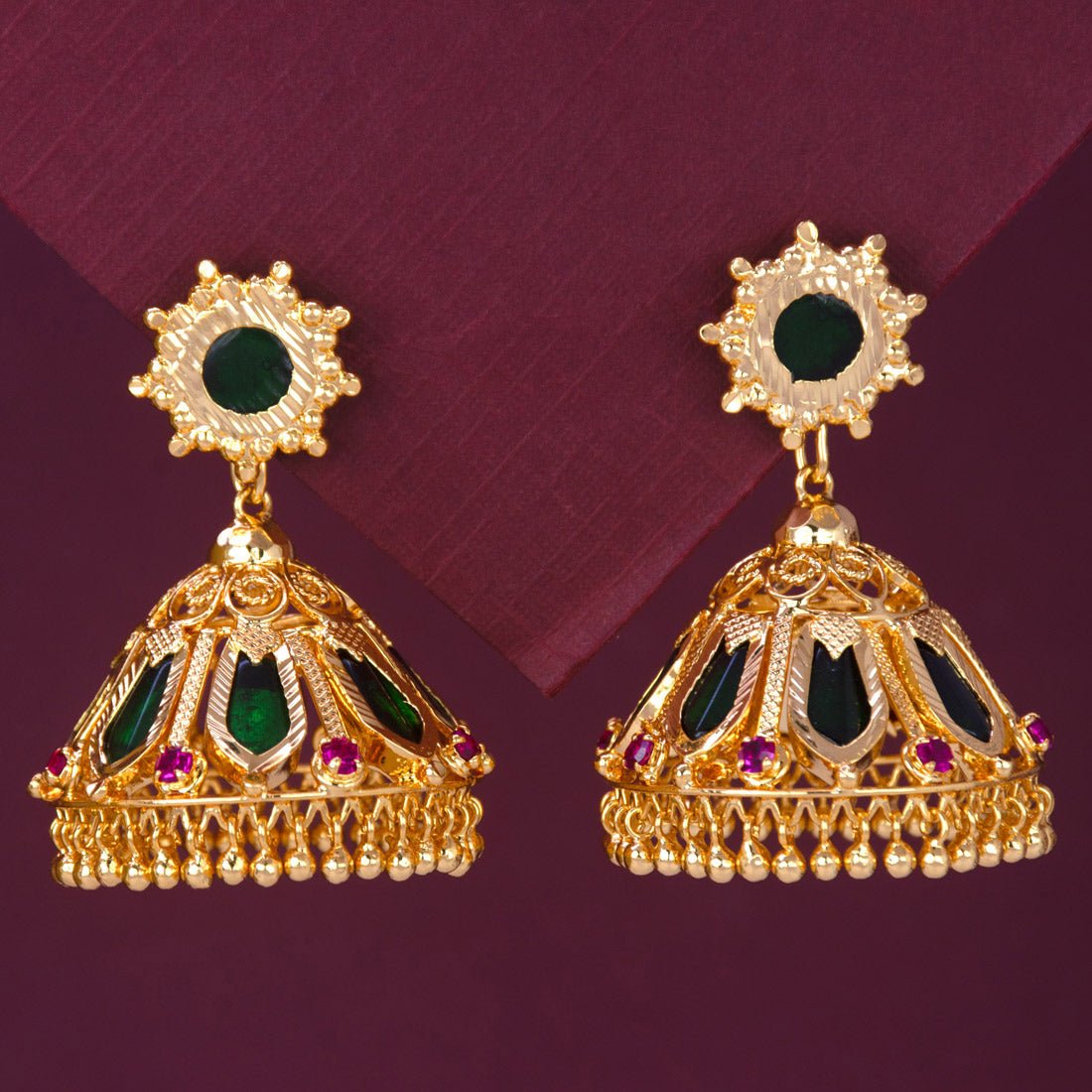 Premium Gold Plated Big Nagapadam Jhumka Earrings - KSupreme