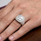 Premium Silver Plated Gent's CZ Stone Finger Ring