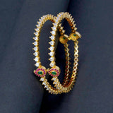 Regal Gold Plated Mango Ruby Emerald CZ Bangles