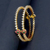 Regal Gold Plated Mango Ruby Emerald CZ Bangles