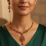 shimmering-premium-gold-plated-ruby-necklace-set-ear