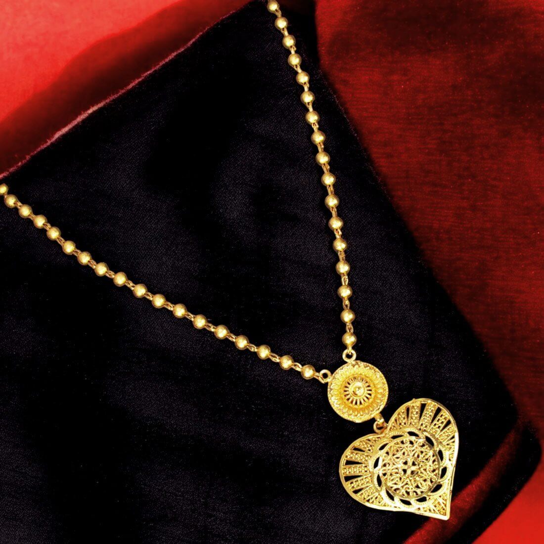 Simple Gold Plated Ball Chain With Heart Pendant - KSupreme