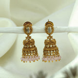 Small Antique Gold Plated Stone Jhumka For Girls - KSupreme