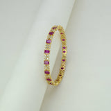 Sparkling Gold Plated Floral CZ Ruby Bangle - K Supreme