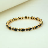 Sparkling Gold Plated Oval and Round Stone Bangle - KSupreme