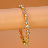 Sparkling Gold Plated Oval and Round Stone Bangle - KSupreme