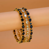 Sparkling Gold Plated Oval and Round Stone Bangle - KSupreme