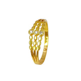Stunning Gold Plated CZ Stone Triple Band Ring featuring elegant American diamond stones design.