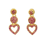 Stunning Gold Plated Ruby Stone Heart Drop Earrings - KSupreme