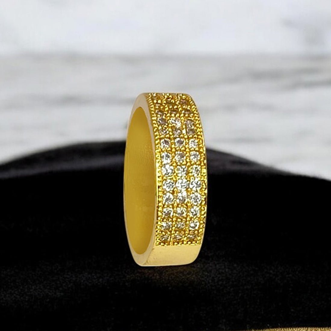 Stunning Round Gold Plated American Diamond Ring - KSupreme