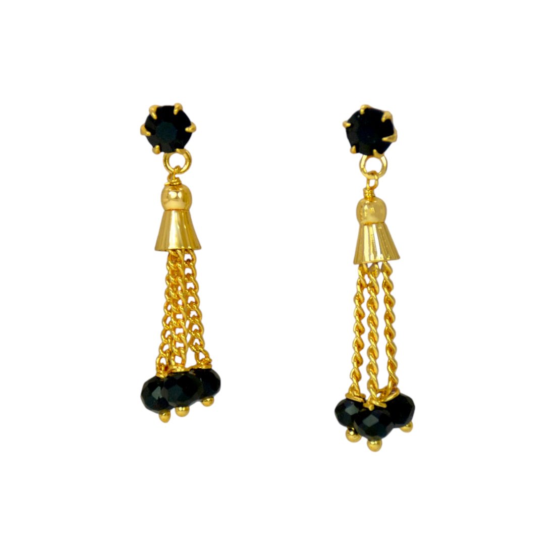 Stylish Black crystal chain tassels drop earrings - KSupreme