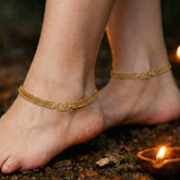 Stylish Gold Plated Curb Link Beaded Anklets - K Supreme
