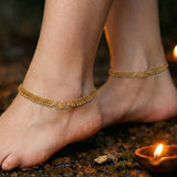 Stylish Gold Plated Curb Link Beaded Anklets - K Supreme