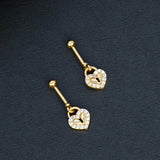 Stylish Gold Plated CZ Heart Bugadi Earrings