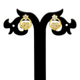 Stylish Gold Plated Floral Heart CZ Stud Earrings - K Supreme