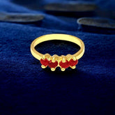 Stylish Gold Plated Red Stone Ladies Finger Ring - KSupreme