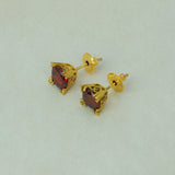Stylish Gold Plated Single Red Stone Stud Earrings - K Supreme