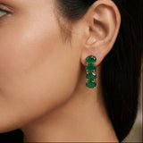 Stylish Golden Oval Stone Drop Earrings - K Supreme
