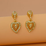 Synthetic Stone Gold Plated Heart Drop Earrings for Girls - K Supreme