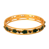 Traditional Gold Plated Green Enamel Nagapadam Style Bangle - KSupreme