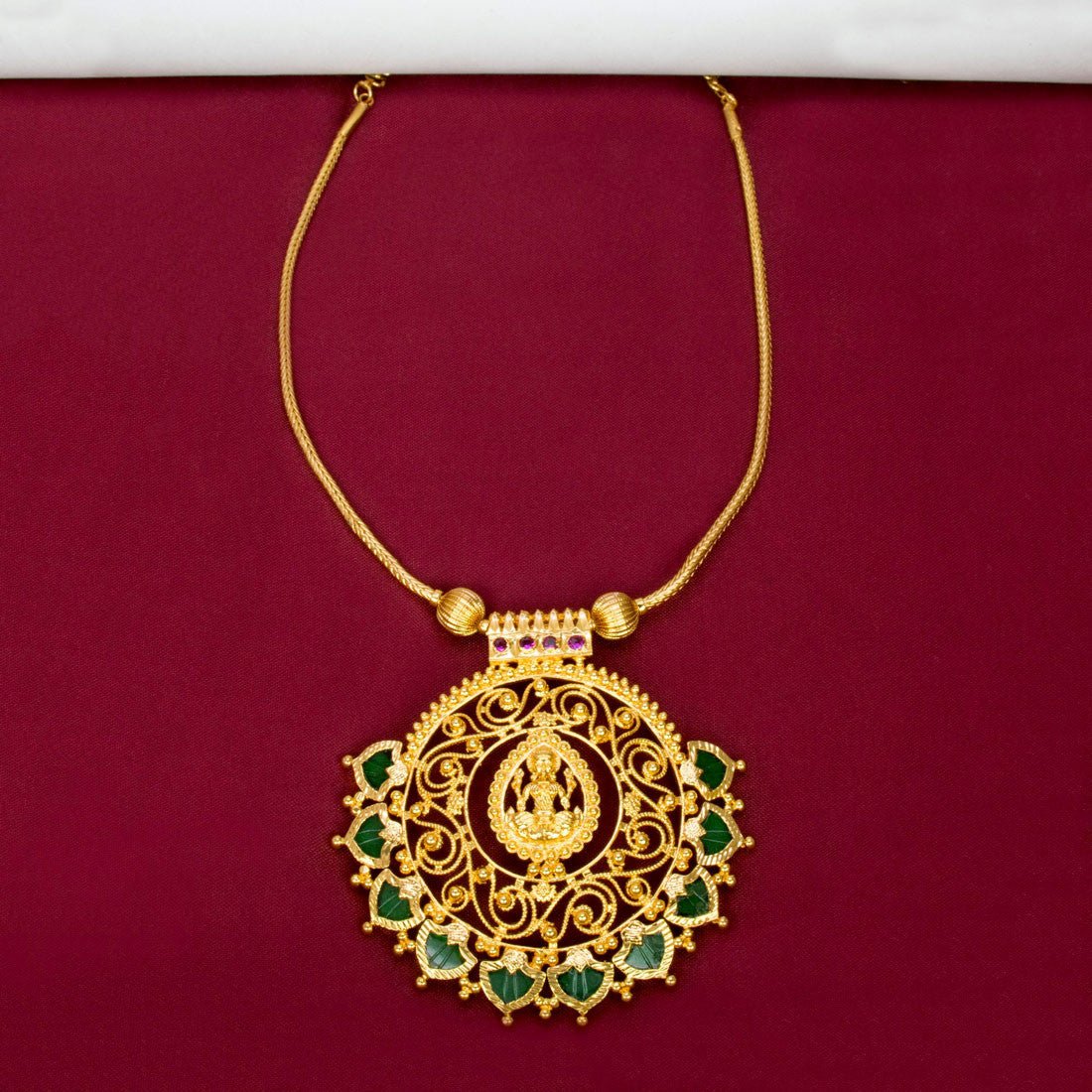 Traditional Gold Plated Lakshmi Palakka Pendant Necklace for Women - K Supreme
