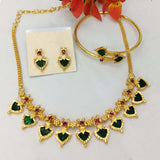 Traditional Palakka Necklace with Bangle Combo Set - Green