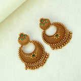 Trendy Antique Gold Plated Filigree Chandbali Earrings - K Supreme