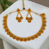 Trendy Designer Ruby Emerald Matte Necklace Set