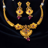 Trendy Designer Ruby Matte Necklace Set - KSupreme