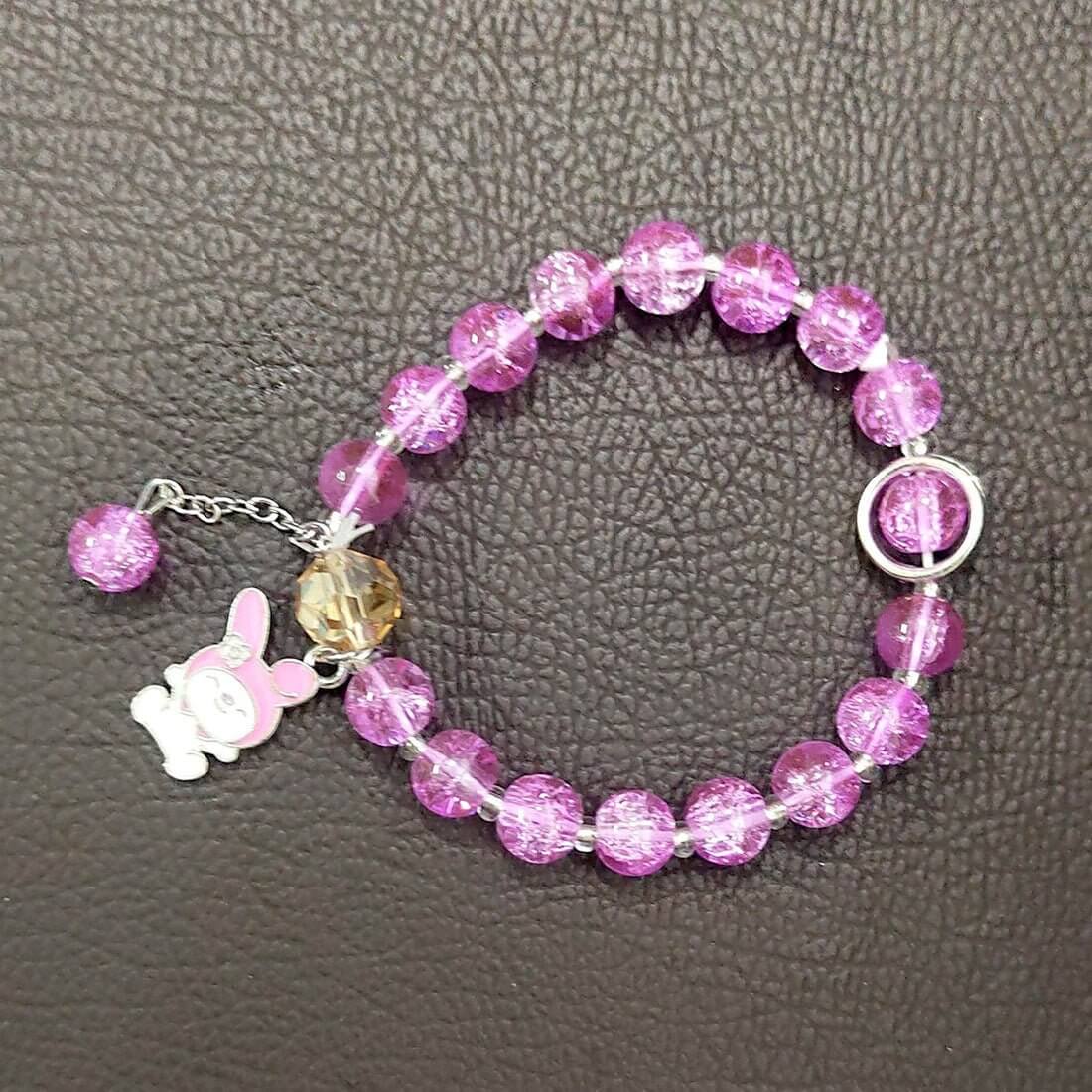 Trendy Fashion Crystal Beaded Labubu Charm Bracelet - K Supreme