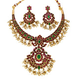 Trendy Mango Multi - Colour Kemp Stone Peacock Necklace Set - K Supreme