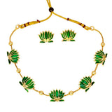 Trendy Matte Finish Lotus Necklace Set - K Supreme