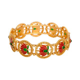 Trendy Matte Gold Plated Lotus Enamel Bangle - KSupreme