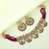 Victorian Antique Finish Ruby CZ Choker Set - KSupreme