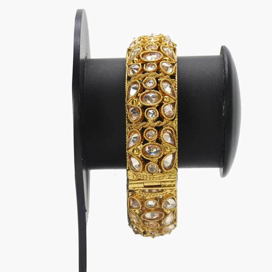 Antique Gold Plated Kundan Screw Bangle