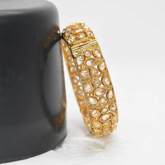 Antique Gold Plated Kundan Screw Bangle