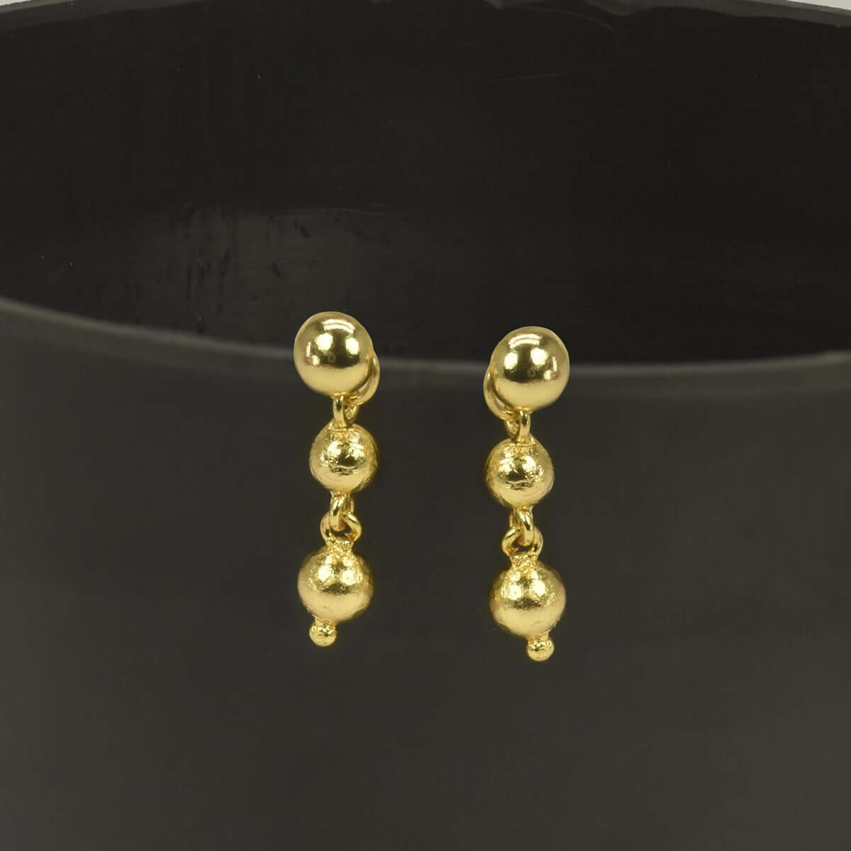 Stunning Golden Step Balls Hanging Ear Drops