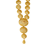 Trendy Gold Plated Mesh Designer Ruby CZ Bridal Long Chain