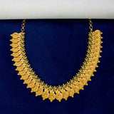 Matte Gold Plated Temple Emerald Lakshmi Kasu Necklace