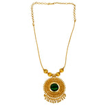 Stunning Gold Plated Green Enamel Pendant Necklace