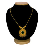 Stunning Gold Plated Green Enamel Pendant Necklace
