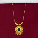 Stunning Gold Plated Green Enamel Pendant Necklace