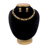 Elegant Antique Floral Square Stone Sufi Necklace Set