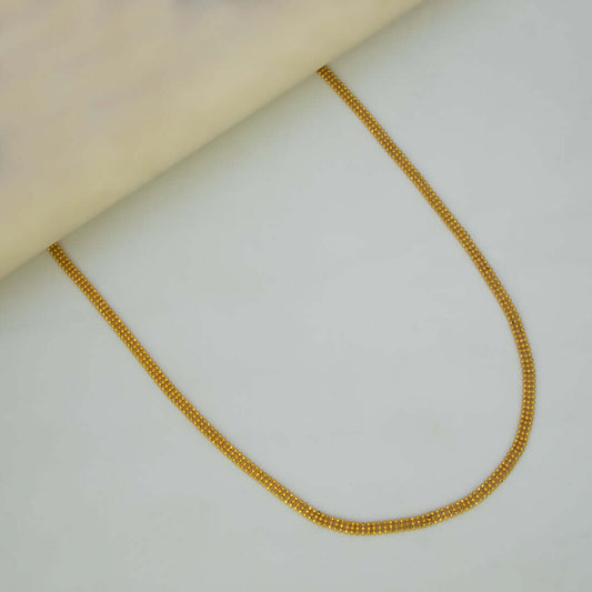 Gold Plated Three Layer Beads Lee Chain For Girls